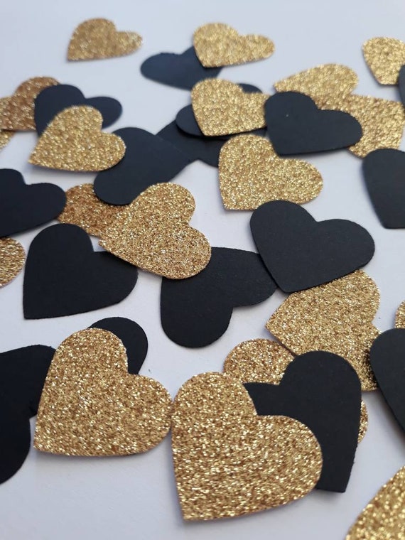 50 x Glitter gold valentines love heart table confetti. 