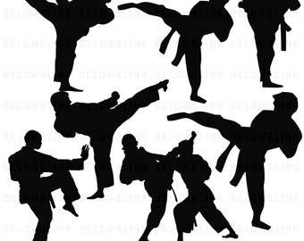 Karate Silhouettes Clipart Clip Art Digital Scrapbooking Commercial Use - printable clipart - Instant Download  - DP320