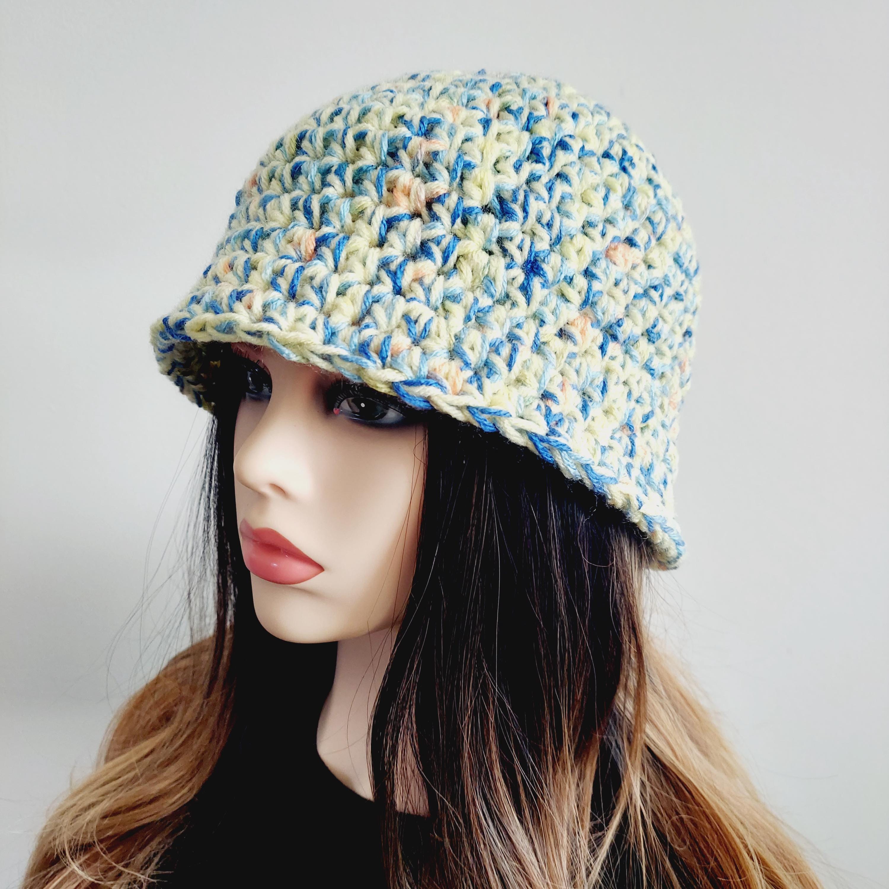 Acrylic Knitted Bucket Hat Winter Warm Crochet Cap Handmade Crochet Bucket Hat: Reversible Acrylic Winter Hat  main image 2