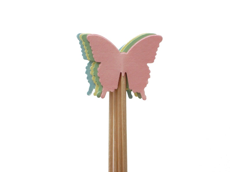 24 Pastel Butterfly Cupcake Toppers Fairy Party Decorations Etsy