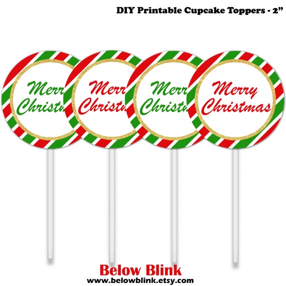 Printable Christmas Cupcake Toppers, Merry Christmas Cupcake Toppers, Party, Tags, Labels - Instant Download - DP641 Il_570xn