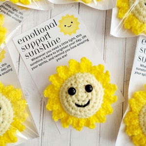 Emotional Support Sunshine Crochet Amigurumi - Handmade Plush with Heartfelt Message Card, Cute Gift for Positivity & Self-Care, Pocket Hug