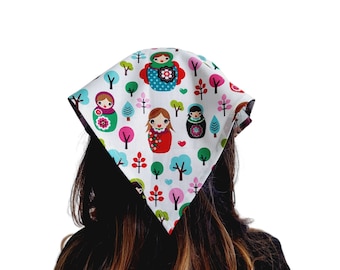 Cottagecore Cotton Hair Kerchief: Svetlana's Forest Dolls