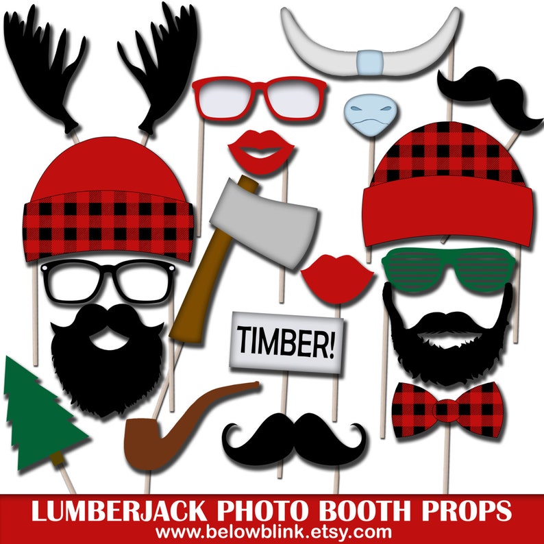 Printable Lumberjack Photo Props, Lumberjack Photo Booth Props, Holiday Props, Instant Download DP406 image 1