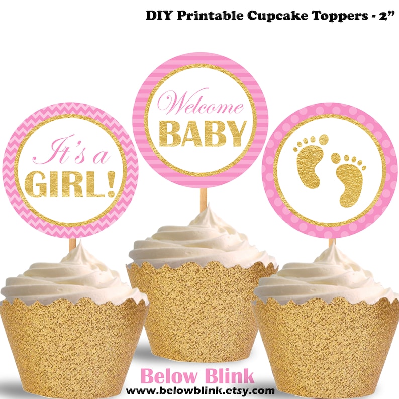 It s A Girl Cupcake Toppers Welcome Baby Printable Etsy it-s-a-girl-cupcake-toppers-welcome-baby-printable-etsy