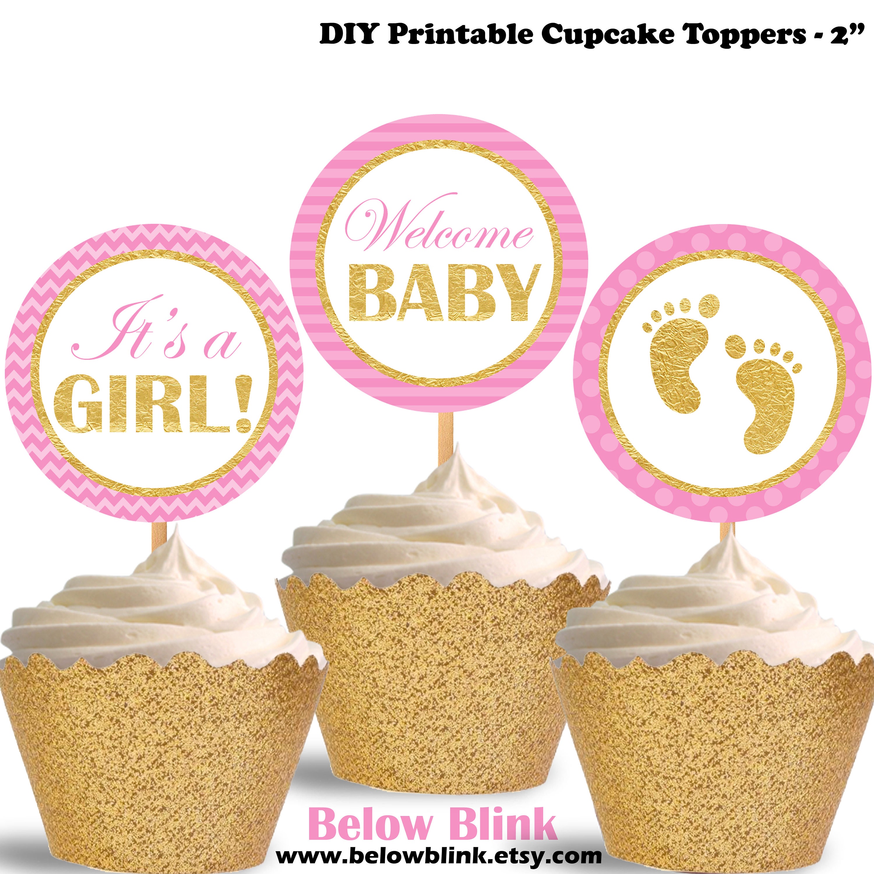 It s A Girl Cupcake Toppers Welcome Baby Printable Etsy it-s-a-girl-cupcake-toppers-welcome-baby-printable-etsy