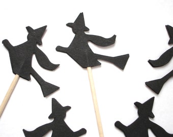 24 Witch Cupcake Toppers Halloween Party Decorations - No240