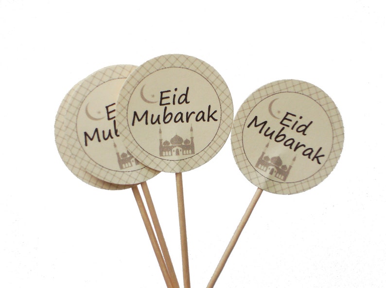 10 Eid Mubarak Cupcake Toppers, Muslim Holiday, Islamic Toppers, Happy Eid, Muslim Decorations No1079 image 3