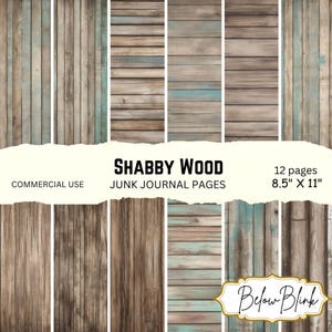 Shabby Wood Junk Journal Paper, Wood Digital Paper Pack, Wood Texture Backgrounds, Printable Scrapbook Paper, Instant Download