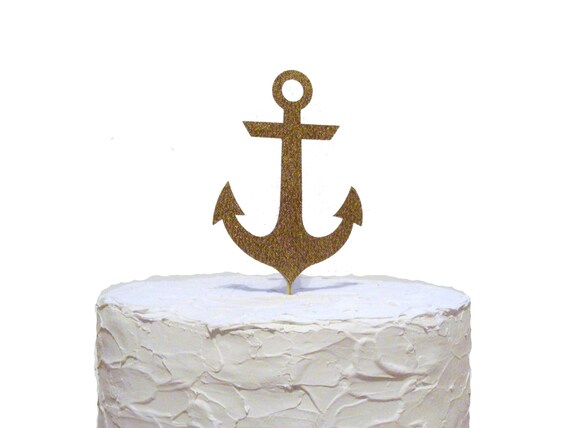 Glitter Gold Anchor Cake Topper, Nautical Baby Shower Party Decorations, Beach Wedding Il_570xn