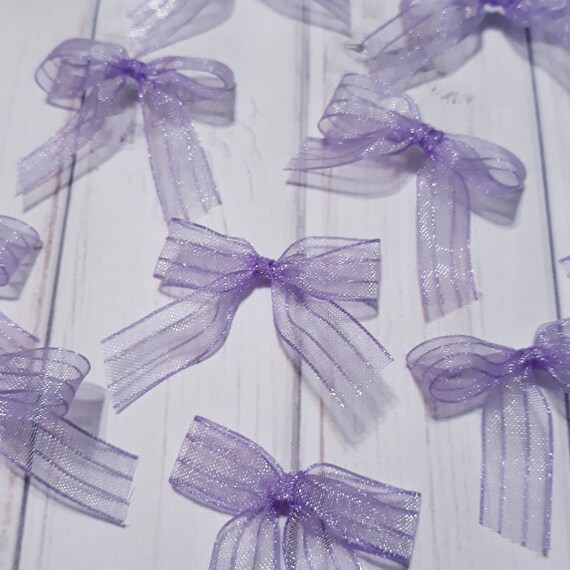 Pastel Purple Bow Embellishments, 12CT Ribbon Bow Applique, Scrapbooking Bows, Card Making, Craft Supplies, Small Craft Bow Il_570xn