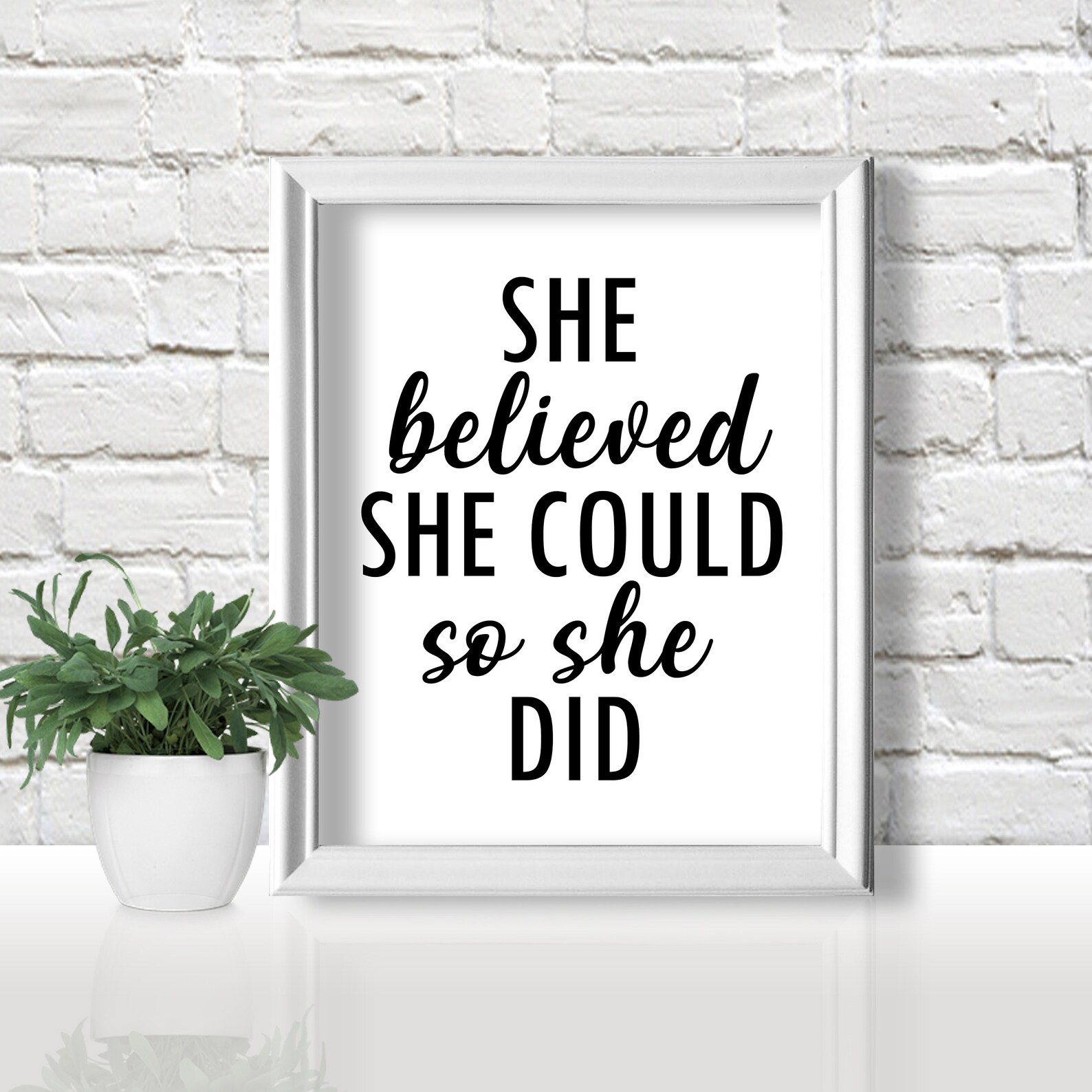 She believed she could so she did printable sign nursery wall | Etsy