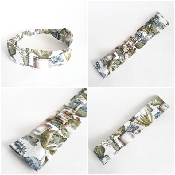 Cactus Headband 100% Cotton Headwrap Headwear Running Yoga Women's Workout Fitness Hairband with Elastic Back 2" wide Il_570xn
