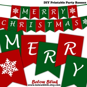 Merry Christmas Banner, Printable Christmas Banner, Snowflake Banner, Photography Prop Banner, Christmas Decor, Instant Download DP661