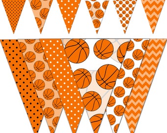 Basketball Banner, Baby Shower Printable Banner, Basketball Party Pennant Banner, Birthday Photography - Instant Download - DP439