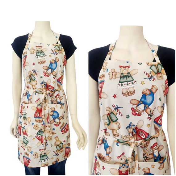 Christmas Apron with Adjustable Ties, Adult Apron, Large Apron, Cooking Apron, Chef Apron, Women Apron with Pockets, Gift for Mom Il_570xn