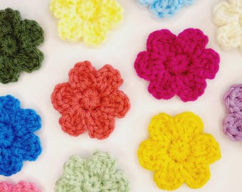 Crochet Flower PATTERN Applique – Printable Crochet Flower Pattern Beginner PDF, US Terms, Floral Embellishments, Digital Download