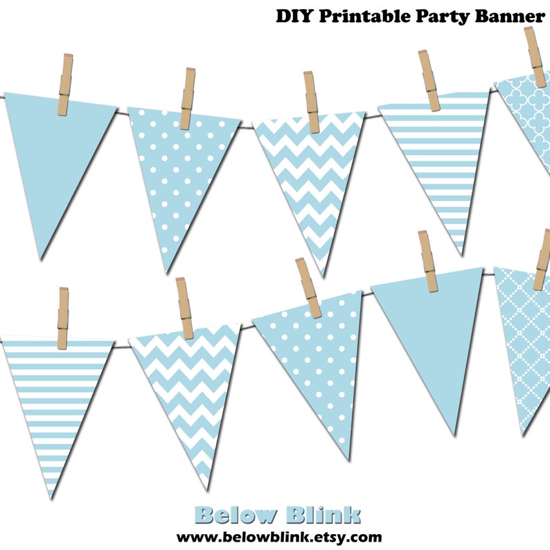 photo about Banner Printable referred to as Light-weight Blue Banner, Printable Pennant Banner, Birthday Social gathering, Its a Boy Little one Shower Banner - Instantaneous Down load - DP371