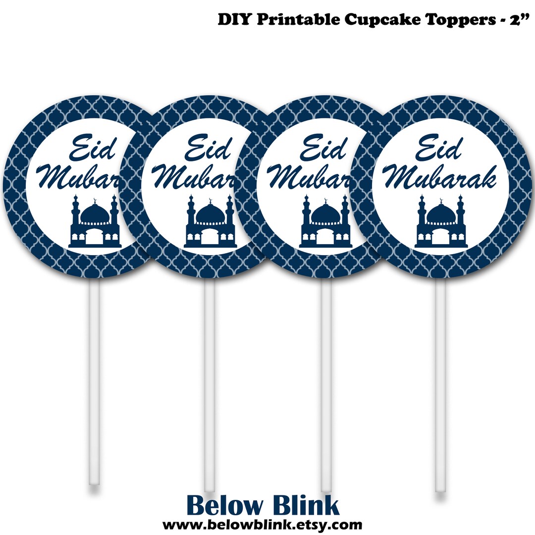 Eid Mubarak Cupcake Toppers, Printable Tags, Eid Favors, Eid Party