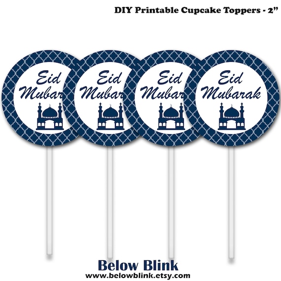 Eid Mubarak Cupcake Toppers, Printable Tags, Eid Favors, Eid Party