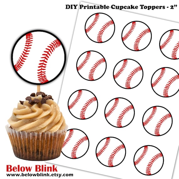 Baseball Cupcake Toppers, Birthday, Printable, Gift Tags, Stickers, Baseball Theme Party Decorations, Sports Toppers, Instant Download DP643 Il_570xn