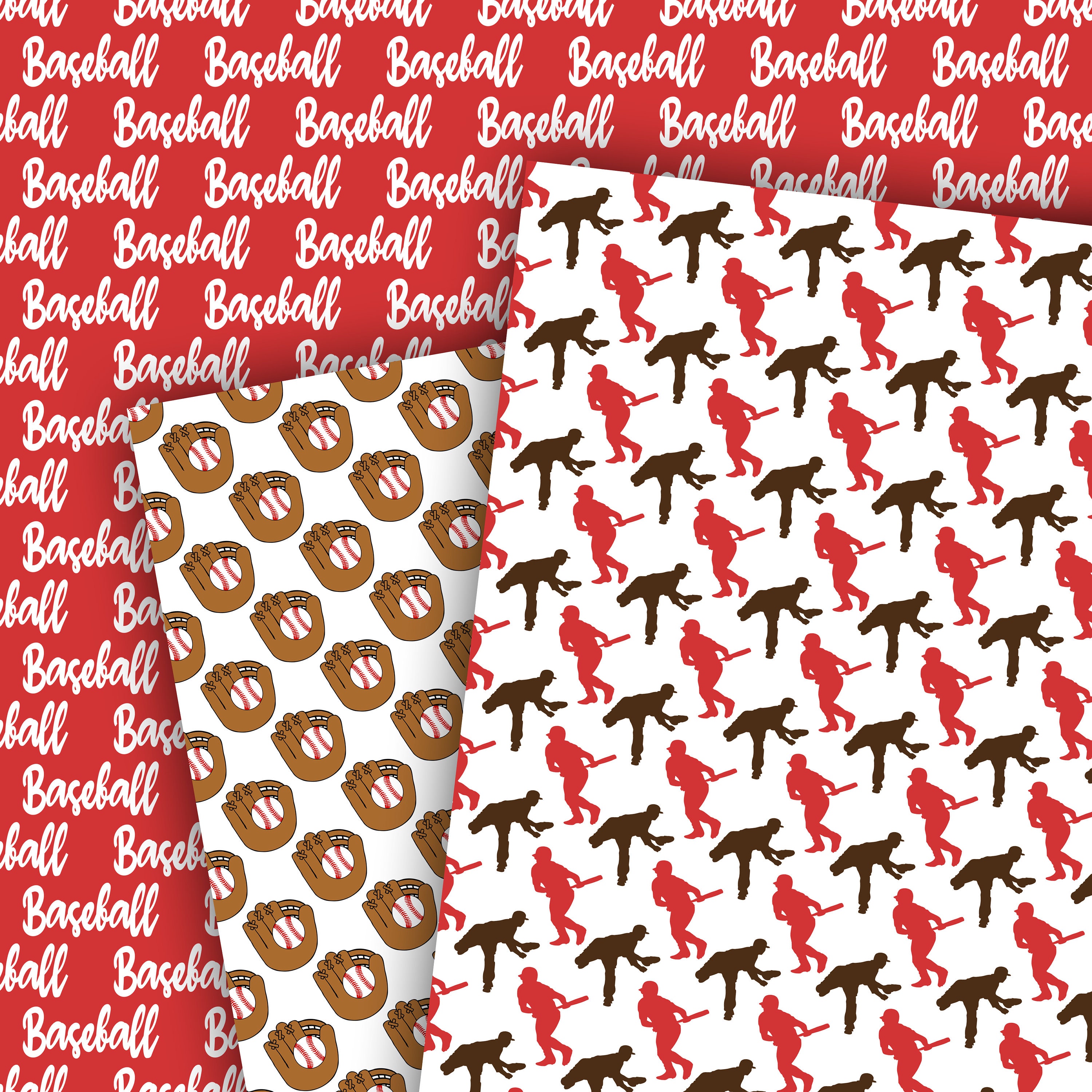 Baseball Digital Paper, Seamless Backgrounds, Scrapbook Paper ...