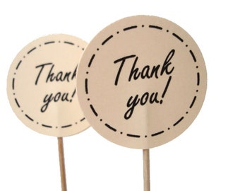 10 Thank You Party Picks, Cupcake Toppers, Food Picks, Toothpicks, Drink Picks - No811