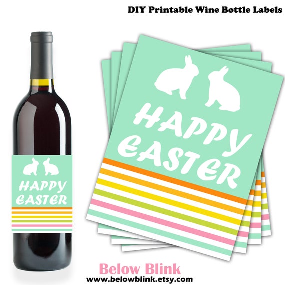 Happy Easter Wine Labels, Soda Labels, Easter Printable, Easter Gift Ideas, Easter Party Decor, Instant Download DP970 Il_570xn