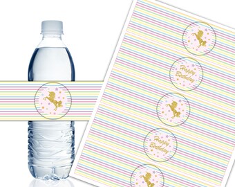Unicorn Water Bottle Labels, Printable Unicorn Labels, Unicorn Theme Party Decor, Magical Birthday - Instant Download - DP567