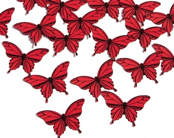 20 Red Butterfly Confetti, Table Scatter, Butterfly Party Decoration, Scrapbook Embellishments - No369