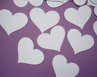 25 Large White Hearts Confetti - No538