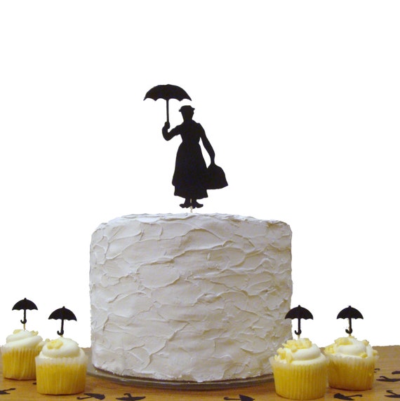 Mary Poppins Cake Topper, Baby Shower Cake Topper, Birthday Party Decoration, Mary Poppin Umbrella, Wedding Cake Topper Il_570xn