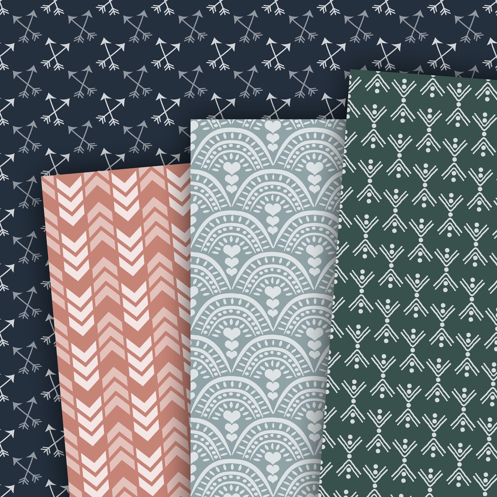 Boho Digital Paper, Seamless Backgrounds, Bohemian Scrapbook Paper ...
