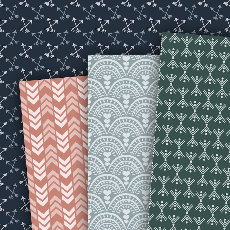 Boho Digital Paper, Seamless Backgrounds, Bohemian Scrapbook Paper ...