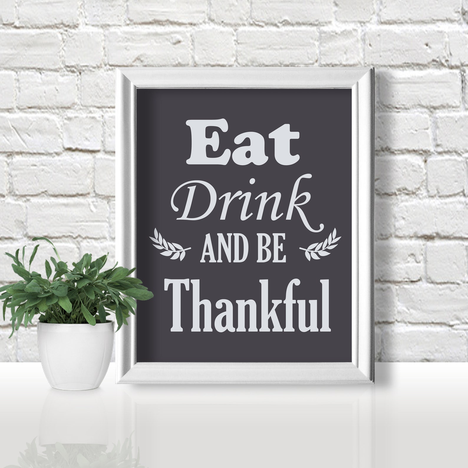Eat Drink and Be Thankful Printable Wall Art Kitchen Decor | Etsy
