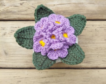 Crochet African Violet Flowers, Floral Nursery Decor, Home Wall Decor, Floral Home Decor,  Handmade Flowers, Artificial Flowers