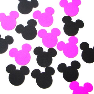 50 Hot Pink and Black Mickey Mouse confetti Mickey Mouse Party Decorations No515 image 3