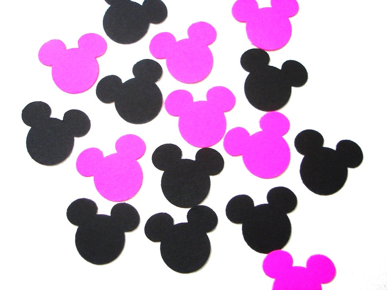 50 Hot Pink and Black Mickey Mouse confetti Mickey Mouse Party Decorations No515 image 3