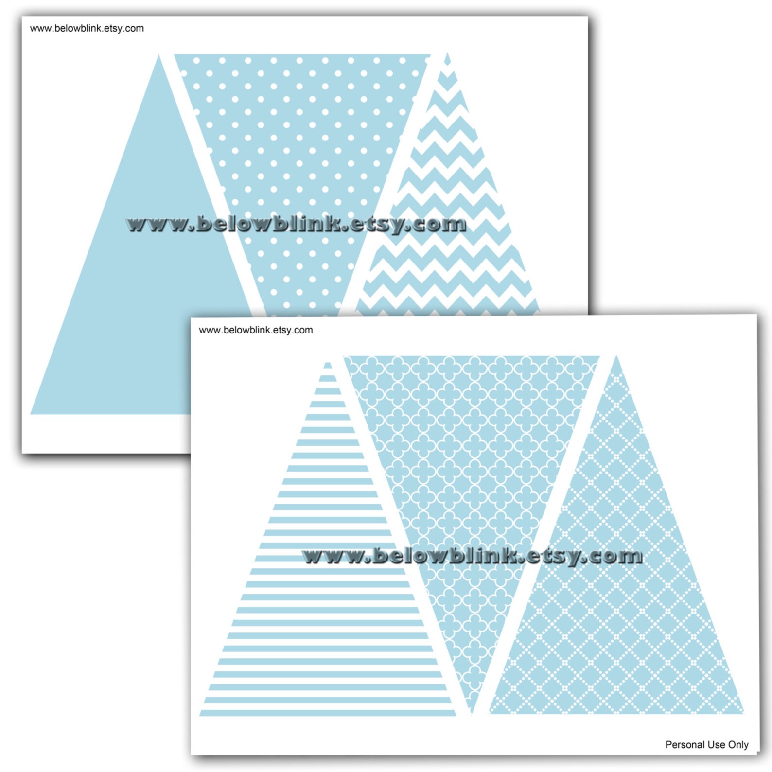 Light Blue Banner Printable Pennant Banner Birthday Party | Etsy