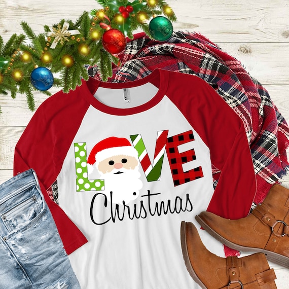 Love Santa Christmas Sublimation Design Print Transfer Design Digital PNG Clipart DTG Printing Instant Download - TD100 Il_570xn