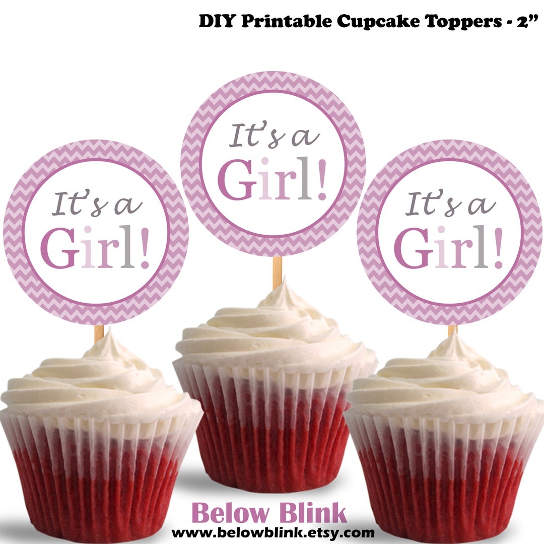 It's a Girl Cupcake Toppers Printable Tags Baby Shower Etsy