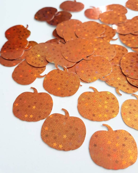 50 Pumpkin Confetti Thanksgiving Table Scatter Party Decorations Holographic Confetti Fall Scrapbooking - No481 Il_570xn