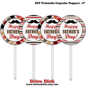 Happy Father&#39;s Day Cupcake Toppers Printable Gift Tags Labels Best Dad Ever Themed Party Supplies Decorations Instant Download - DP711