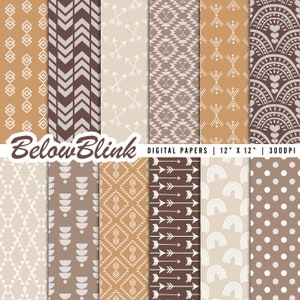 Papel digital Boho, fundos sem costura, papel para scrapbook Boho, papéis para impressão, padrão de tecido, planejador, diário indesejado - DP1163