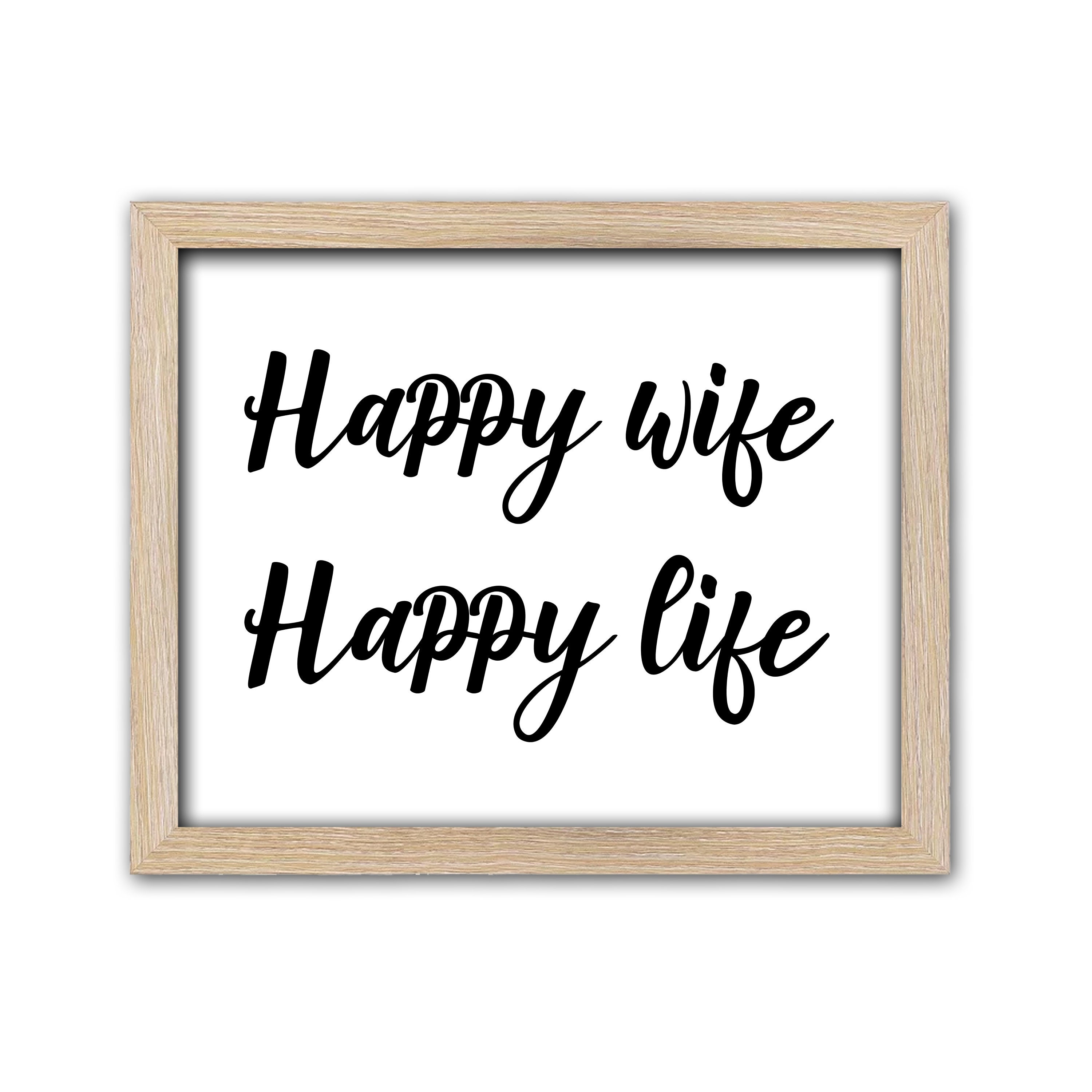happy wife happy life sign printable wall art decor poster art etsy denmark