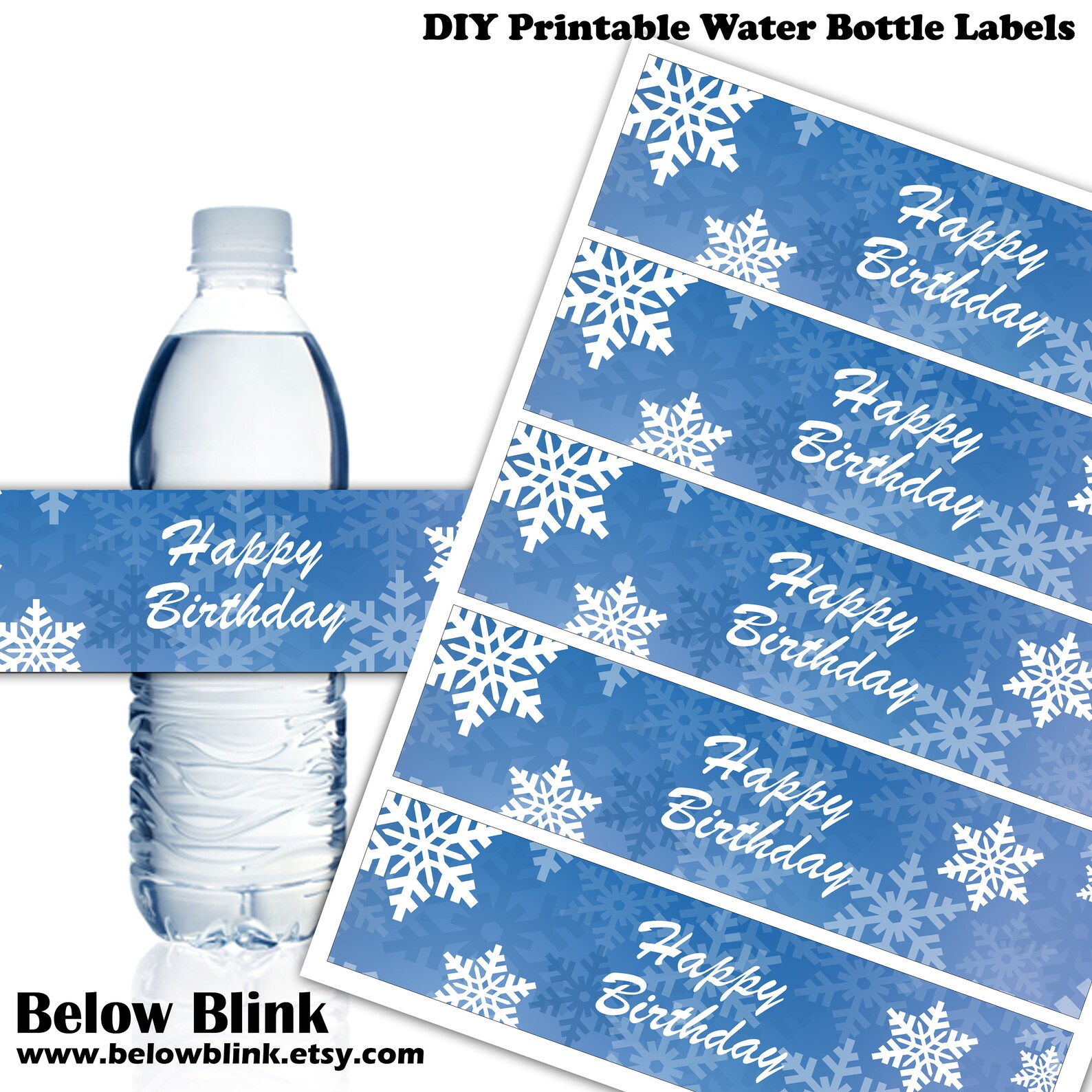 Frozen Happy Birthday Water Bottle Labels, Winter Wonderland Party ...
