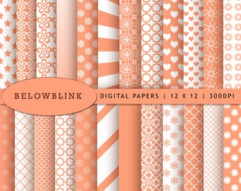 Light Salmon Digital Paper Pack, Scrapbook Papers, 24 jpg files 12 x 12 - Instant Download - DP245