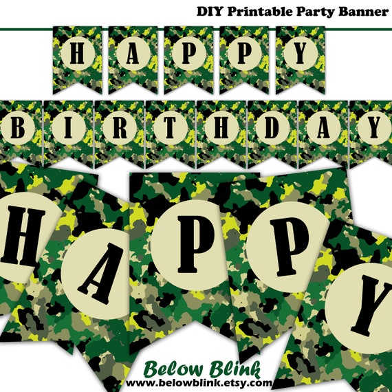 Camouflage Happy Birthday Water Bottle Labels Instant Download Birthday Party Decor Printable Water Bottle Labels DP610 Camo Birthday