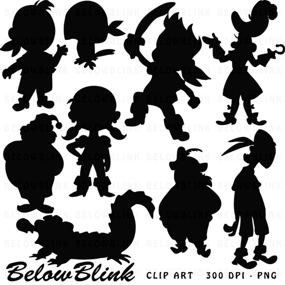 Jake and the Neverland Pirates Silhouettes Clip Art Digital Scrapbooking Commercial Use - printable clipart - Instant Download - DP358 Il_570xn