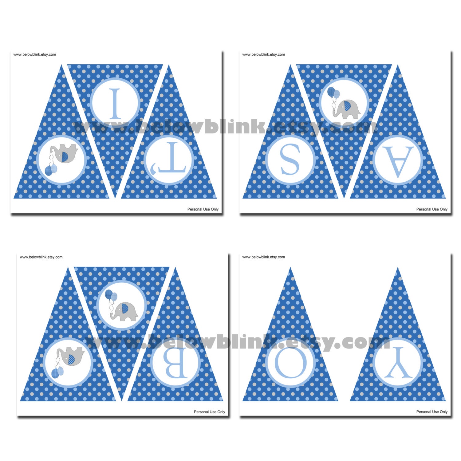 It's a Boy Banner Blue Printable Pennant Banner Elephant | Etsy